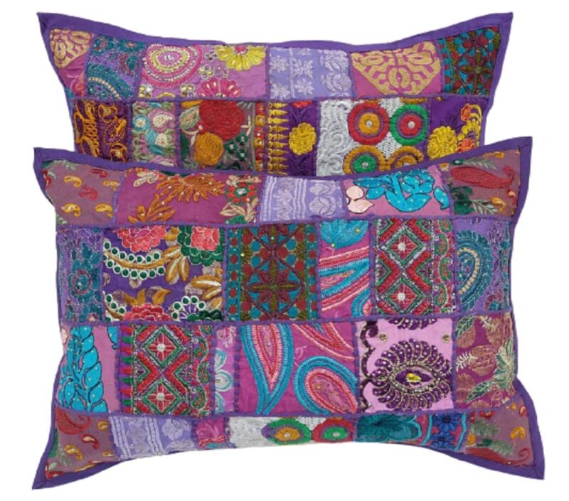 purple pillow cover handycraft india